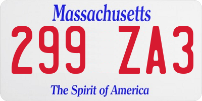 MA license plate 299ZA3