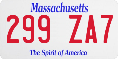 MA license plate 299ZA7