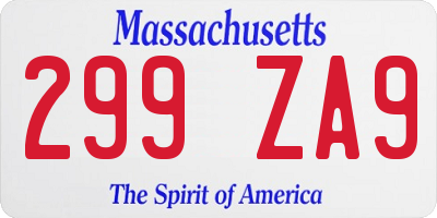 MA license plate 299ZA9