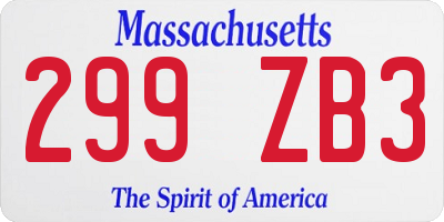 MA license plate 299ZB3