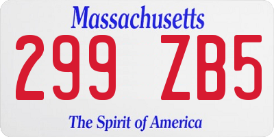 MA license plate 299ZB5
