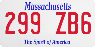 MA license plate 299ZB6