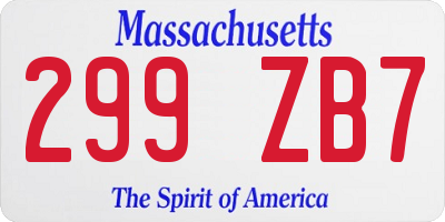 MA license plate 299ZB7
