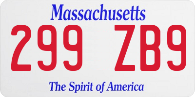 MA license plate 299ZB9