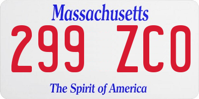 MA license plate 299ZC0