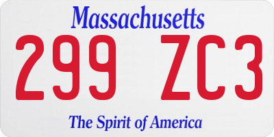 MA license plate 299ZC3