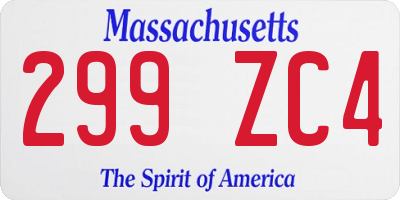 MA license plate 299ZC4