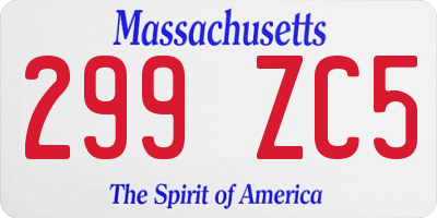 MA license plate 299ZC5