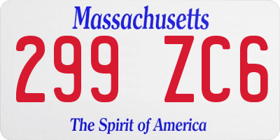 MA license plate 299ZC6