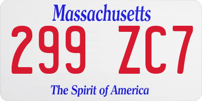 MA license plate 299ZC7