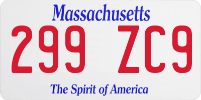 MA license plate 299ZC9