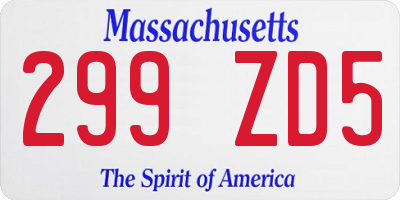 MA license plate 299ZD5