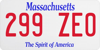 MA license plate 299ZE0
