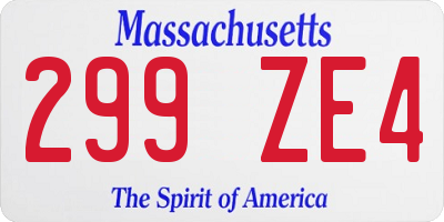 MA license plate 299ZE4