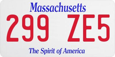 MA license plate 299ZE5