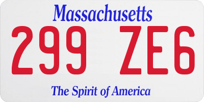 MA license plate 299ZE6