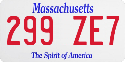 MA license plate 299ZE7