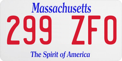 MA license plate 299ZF0