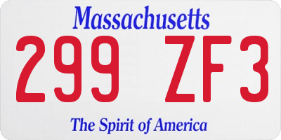 MA license plate 299ZF3