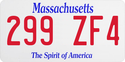 MA license plate 299ZF4