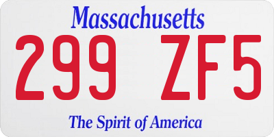 MA license plate 299ZF5