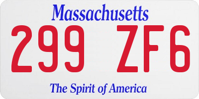 MA license plate 299ZF6
