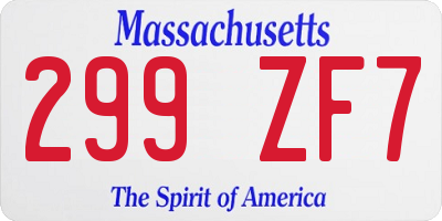 MA license plate 299ZF7