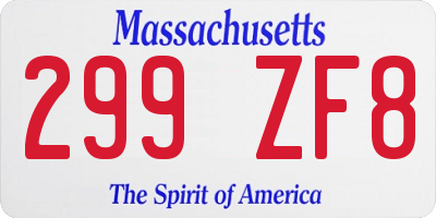 MA license plate 299ZF8