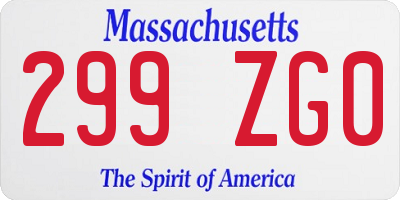 MA license plate 299ZG0