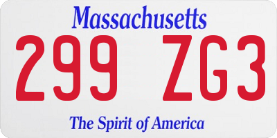 MA license plate 299ZG3