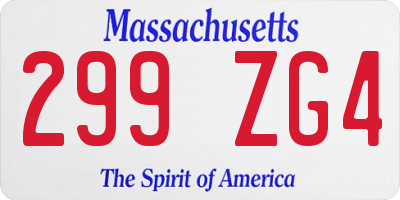 MA license plate 299ZG4