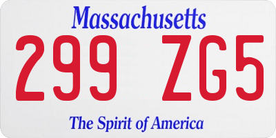 MA license plate 299ZG5