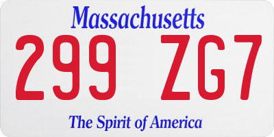 MA license plate 299ZG7