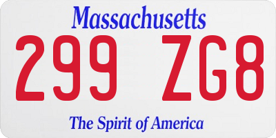 MA license plate 299ZG8