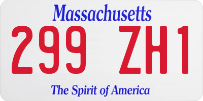 MA license plate 299ZH1
