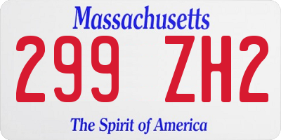 MA license plate 299ZH2