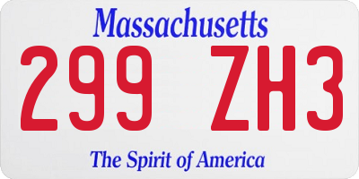 MA license plate 299ZH3