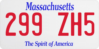 MA license plate 299ZH5