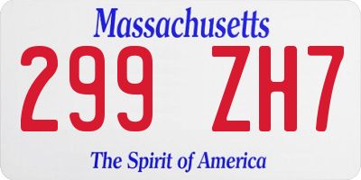 MA license plate 299ZH7