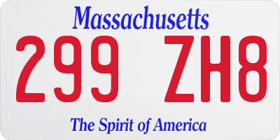 MA license plate 299ZH8