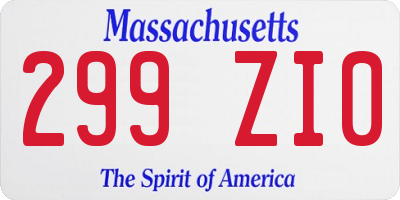 MA license plate 299ZI0
