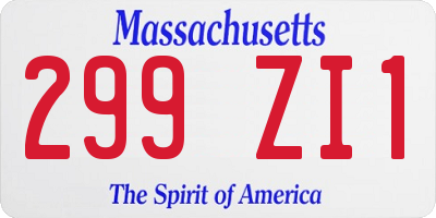MA license plate 299ZI1