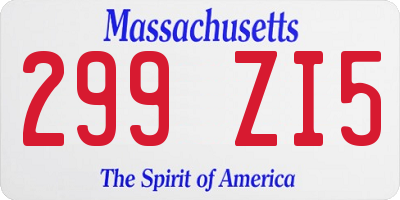 MA license plate 299ZI5