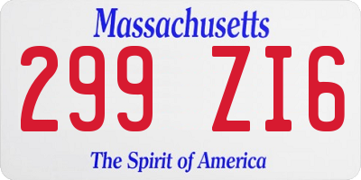 MA license plate 299ZI6
