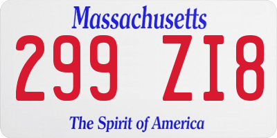 MA license plate 299ZI8