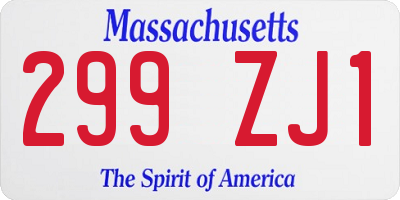 MA license plate 299ZJ1