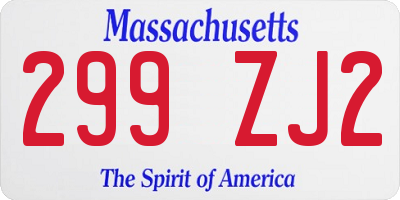 MA license plate 299ZJ2