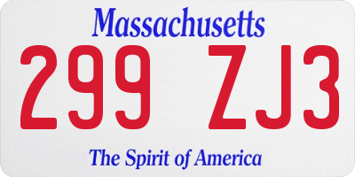 MA license plate 299ZJ3