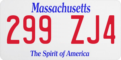 MA license plate 299ZJ4