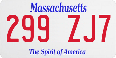 MA license plate 299ZJ7